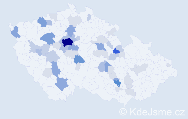 Příjmení: 'Boušek', počet výskytů 154 v celé ČR