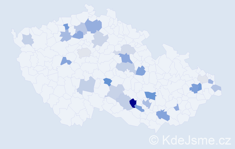 Příjmení: 'Kuchar', počet výskytů 44 v celé ČR