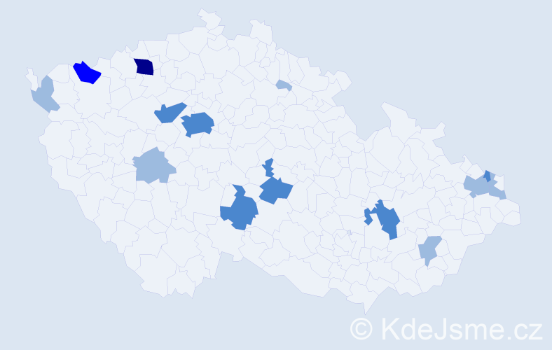 Příjmení: 'Brečka', počet výskytů 27 v celé ČR