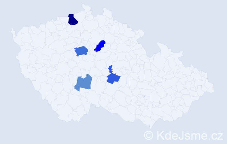 Příjmení: 'Tian', počet výskytů 18 v celé ČR
