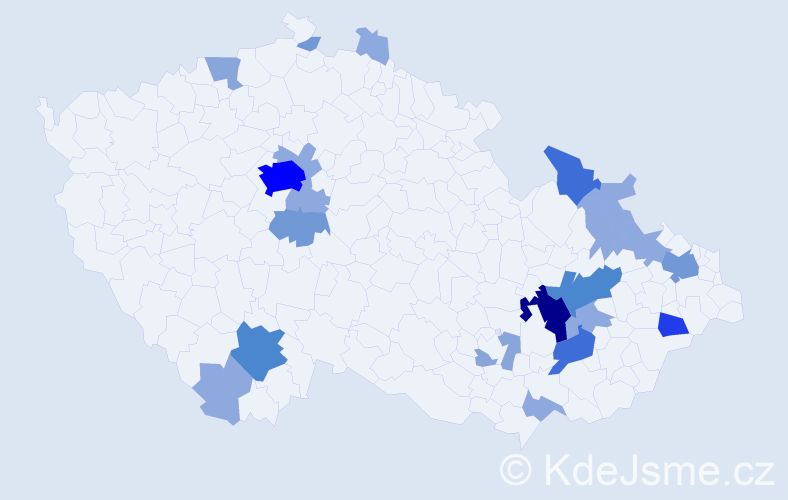 Příjmení: 'Moural', počet výskytů 62 v celé ČR