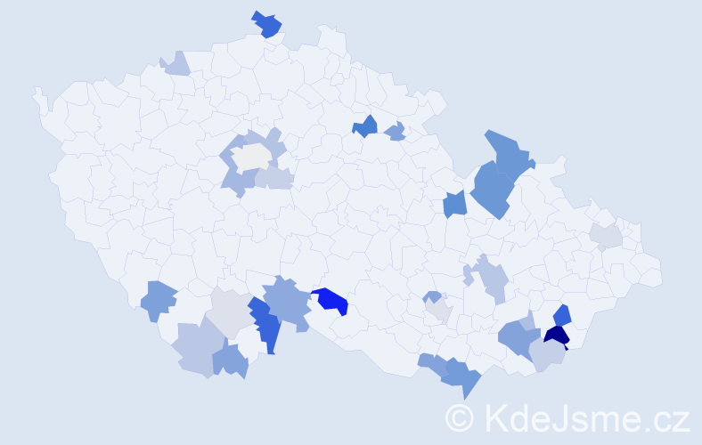 Příjmení: 'Merčák', počet výskytů 60 v celé ČR