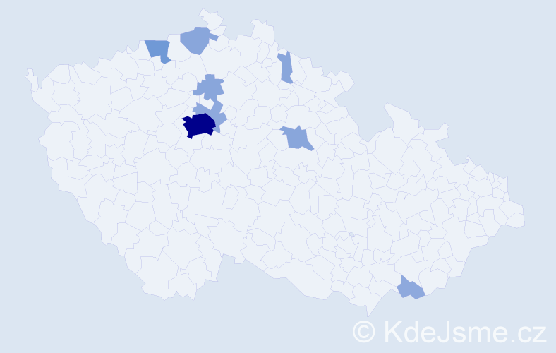 Příjmení: 'Kalfař', počet výskytů 22 v celé ČR