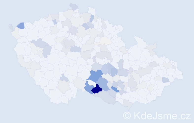 Příjmení: 'Kabelka', počet výskytů 453 v celé ČR