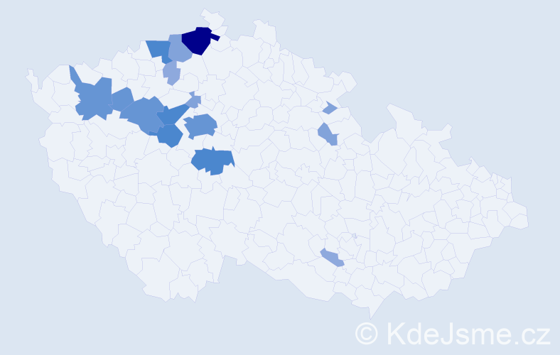 Příjmení: 'Vospálková', počet výskytů 46 v celé ČR