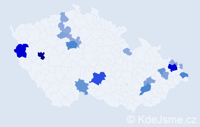 Příjmení: 'Vojtuš', počet výskytů 60 v celé ČR