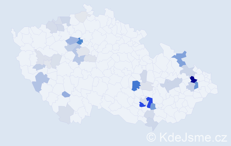 Příjmení: 'Ocásek', počet výskytů 118 v celé ČR