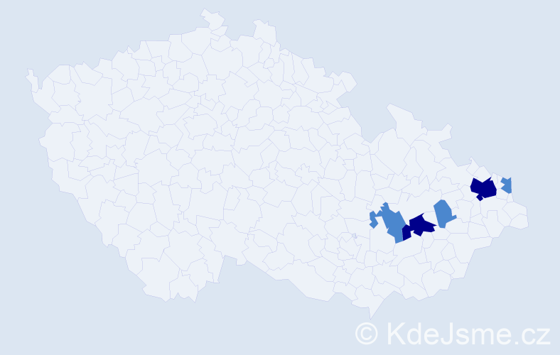 Příjmení: 'Buržák', počet výskytů 9 v celé ČR