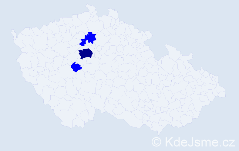 Příjmení: 'Mester', počet výskytů 5 v celé ČR