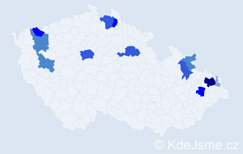 Příjmení: 'Balický', počet výskytů 39 v celé ČR