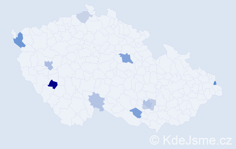 Příjmení: 'Mácalová', počet výskytů 23 v celé ČR