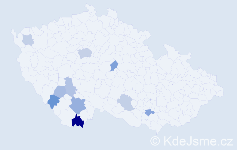 Příjmení: 'Králková', počet výskytů 22 v celé ČR
