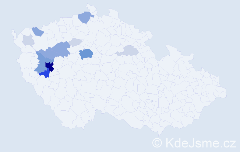 Příjmení: 'Mišterová', počet výskytů 48 v celé ČR