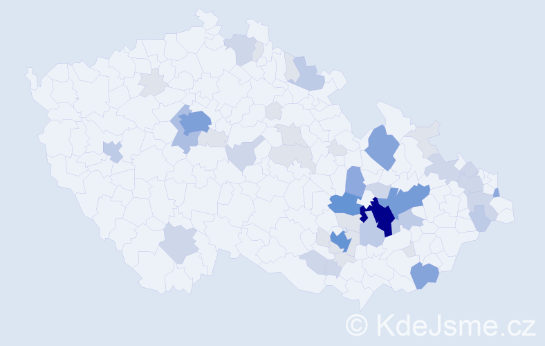 Příjmení: 'Hruda', počet výskytů 145 v celé ČR