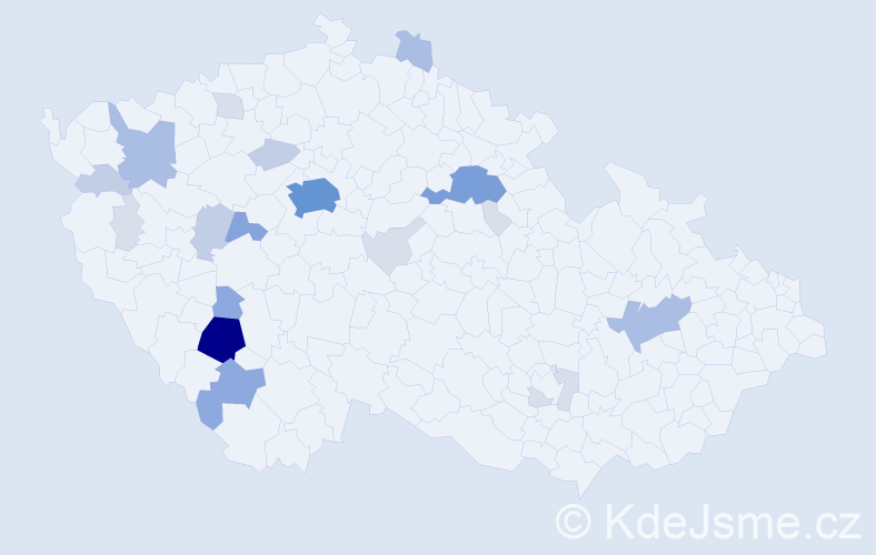 Příjmení: 'Bažatová', počet výskytů 68 v celé ČR