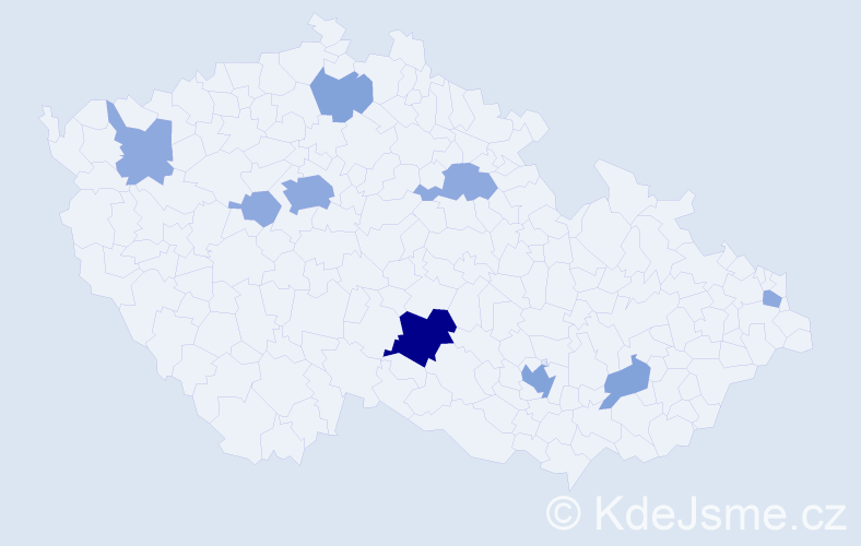 Příjmení: 'Hrbatá', počet výskytů 19 v celé ČR