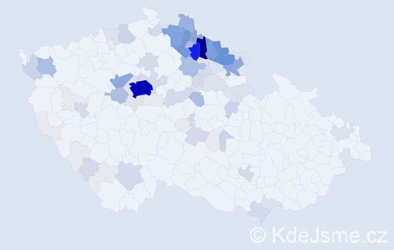 Příjmení: 'Kobr', počet výskytů 378 v celé ČR