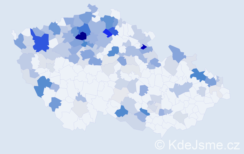 Příjmení: 'Frič', počet výskytů 519 v celé ČR