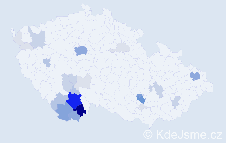 Příjmení: 'Stráský', počet výskytů 104 v celé ČR