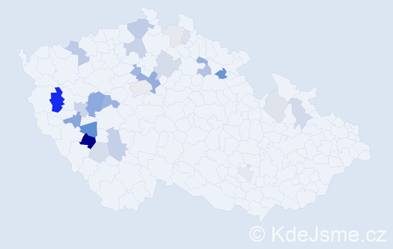 Příjmení: 'Klepsa', počet výskytů 60 v celé ČR