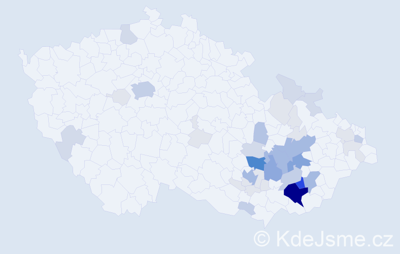 Příjmení: 'Kraváčková', počet výskytů 141 v celé ČR