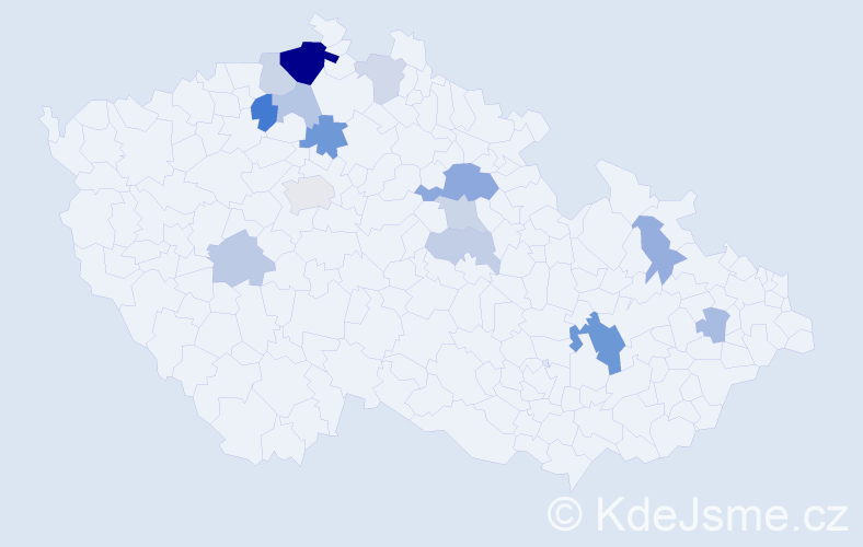 Příjmení: 'Klaudyová', počet výskytů 31 v celé ČR