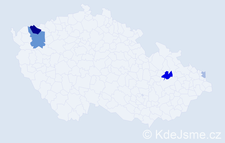 Příjmení: 'Vočeluková', počet výskytů 9 v celé ČR