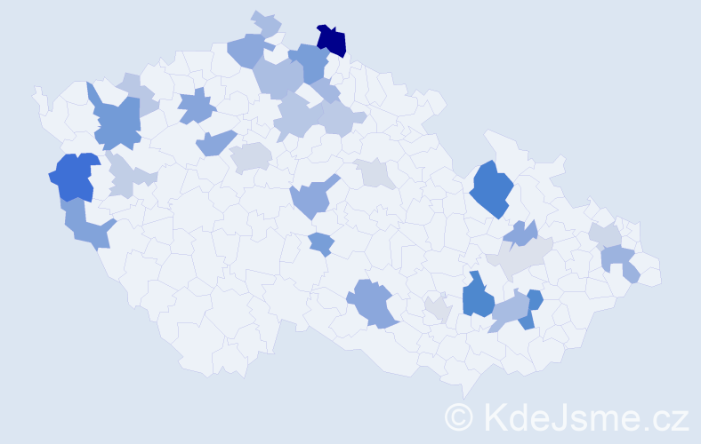 Příjmení: 'Molčanová', počet výskytů 84 v celé ČR