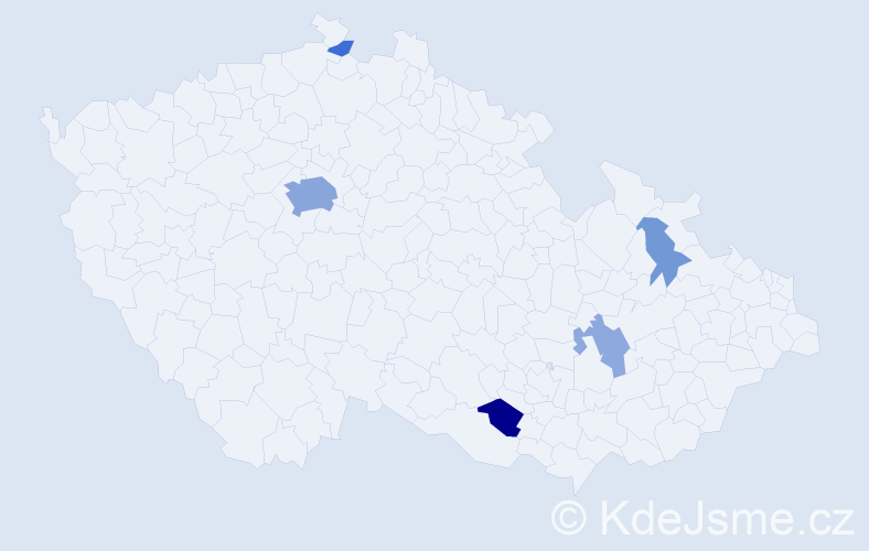 Příjmení: 'Míznerová', počet výskytů 20 v celé ČR