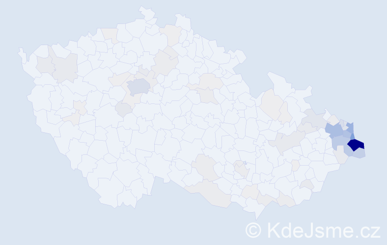 Příjmení: 'Wojnar', počet výskytů 397 v celé ČR