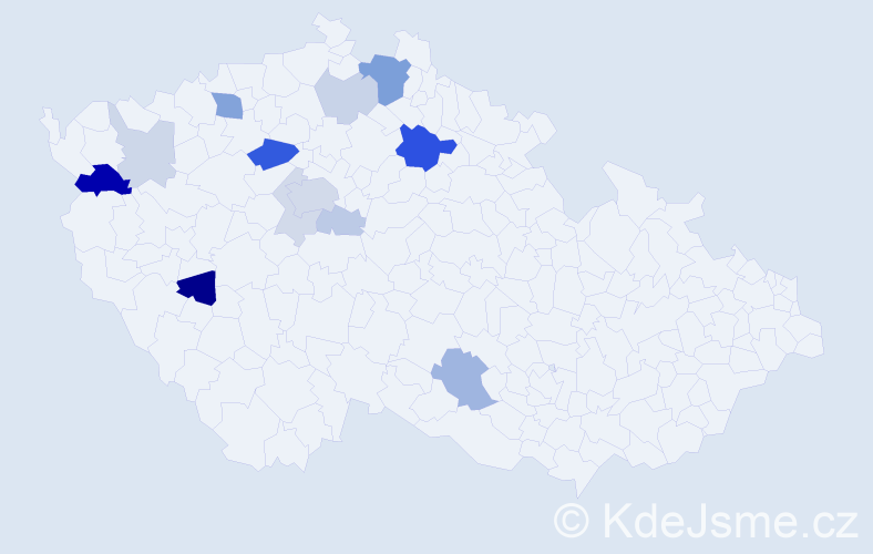 Příjmení: 'Kabelák', počet výskytů 36 v celé ČR