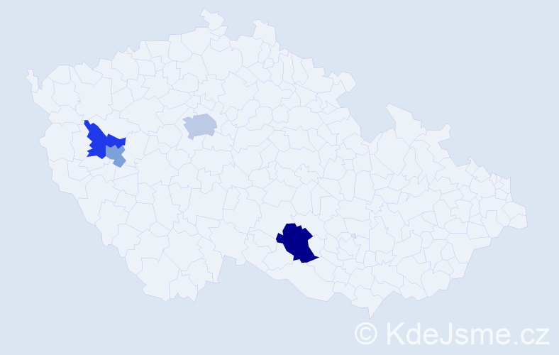 Příjmení: 'Vyletelová', počet výskytů 6 v celé ČR