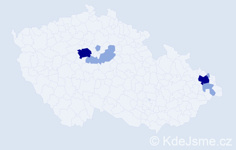 Příjmení: 'Santolík', počet výskytů 16 v celé ČR