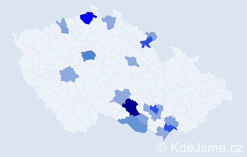 Příjmení: 'Mitysková', počet výskytů 53 v celé ČR