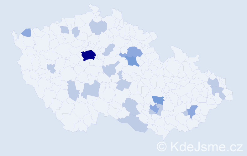Příjmení: 'Ganbold', počet výskytů 39 v celé ČR