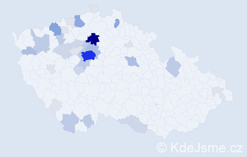 Příjmení: 'Hokeš', počet výskytů 120 v celé ČR
