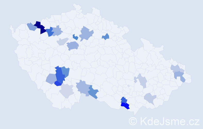 Příjmení: 'Moroz', počet výskytů 53 v celé ČR