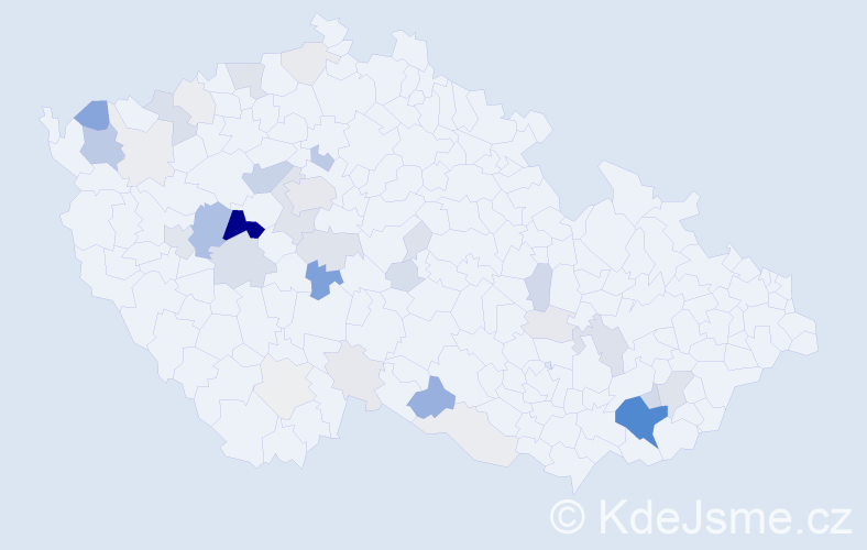 Příjmení: 'Abrhámová', počet výskytů 142 v celé ČR