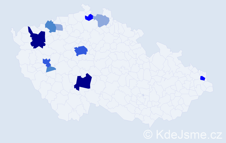 Příjmení: 'Dinda', počet výskytů 31 v celé ČR