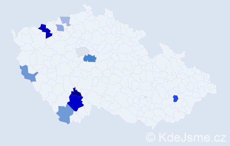 Příjmení: 'Kuráž', počet výskytů 20 v celé ČR