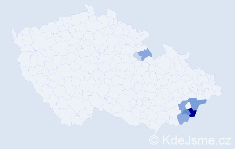 Příjmení: 'Tarabusová', počet výskytů 33 v celé ČR