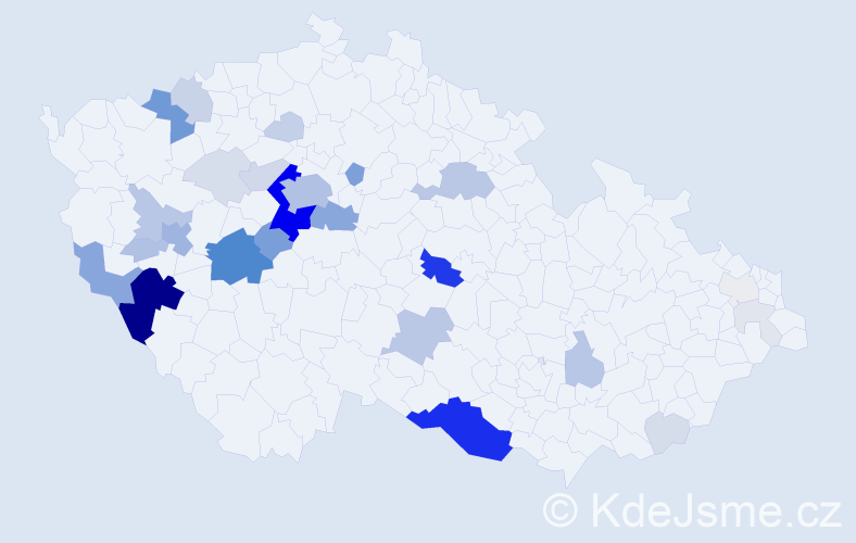 Příjmení: 'Kotáb', počet výskytů 149 v celé ČR