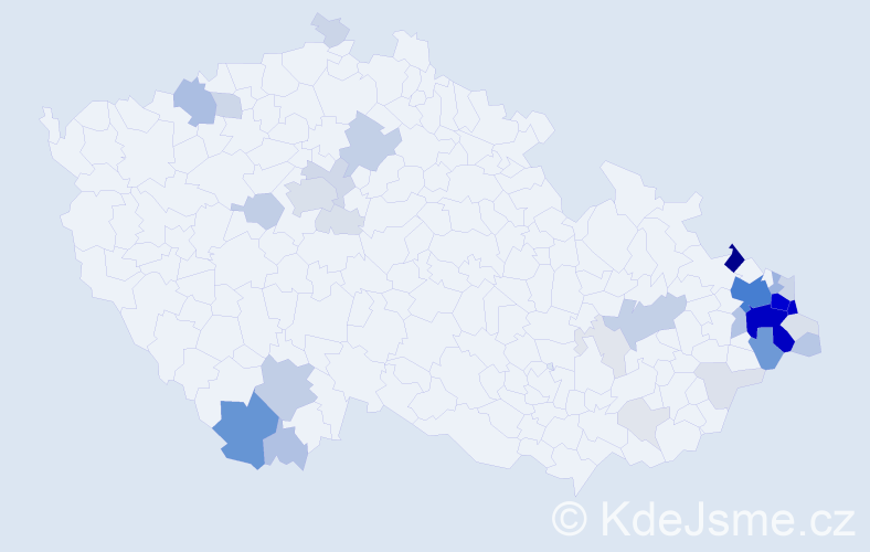 Příjmení: 'Kroček', počet výskytů 171 v celé ČR