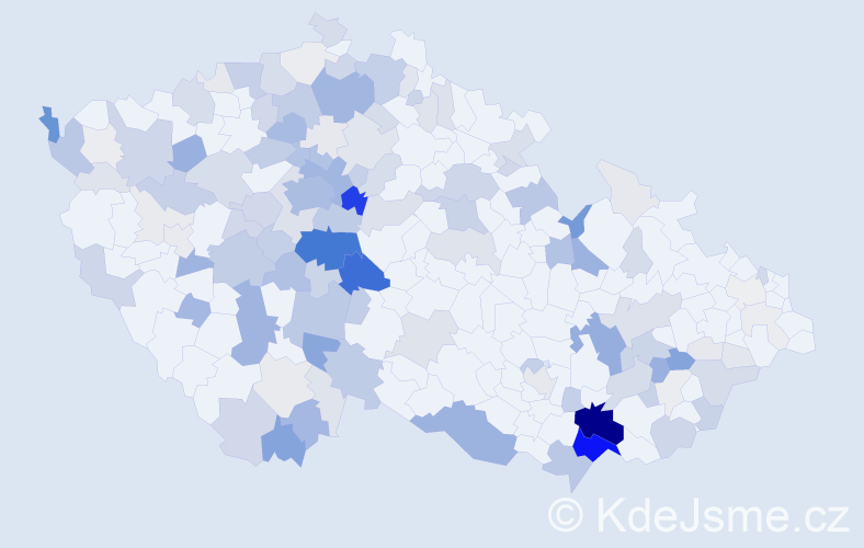 Příjmení: 'Měchurová', počet výskytů 610 v celé ČR