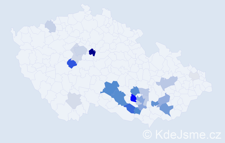 Příjmení: 'Kozlíček', počet výskytů 56 v celé ČR