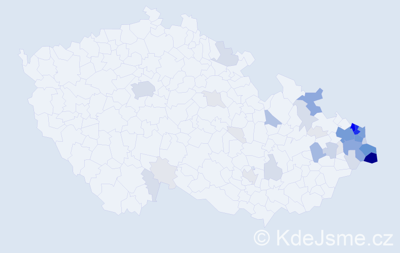 Příjmení: 'Ligocká', počet výskytů 199 v celé ČR