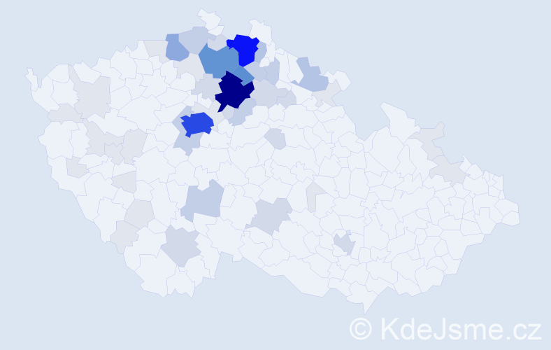 Příjmení: 'Prskavec', počet výskytů 172 v celé ČR