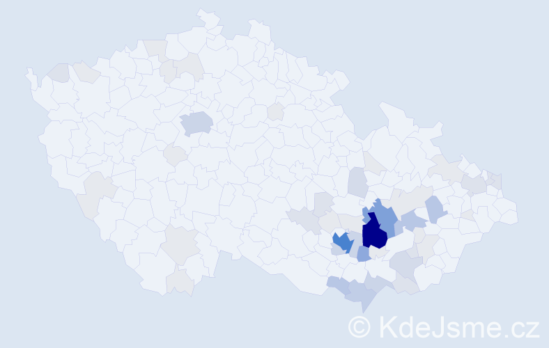 Příjmení: 'Klvač', počet výskytů 179 v celé ČR