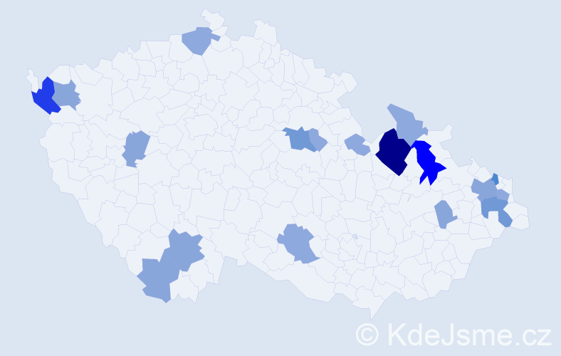 Příjmení: 'Košiková', počet výskytů 50 v celé ČR