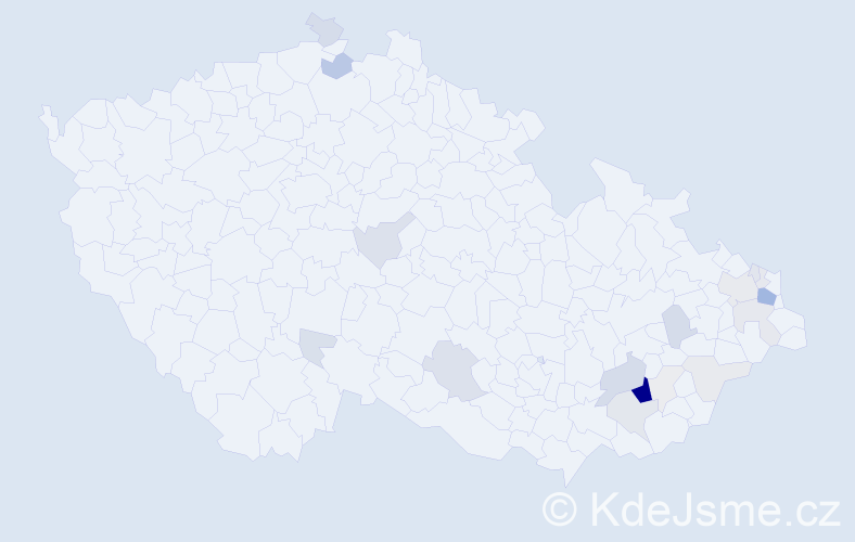 Příjmení: 'Trvaj', počet výskytů 77 v celé ČR